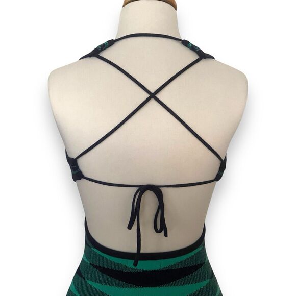 VRG GRL Dress Women's Size US 4 Bodycon Midi Open Back Stretchy Teal Green Blue - Picture 5 of 11